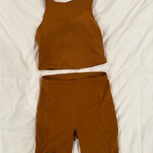Brown Athletic Tank and Shorts Set
